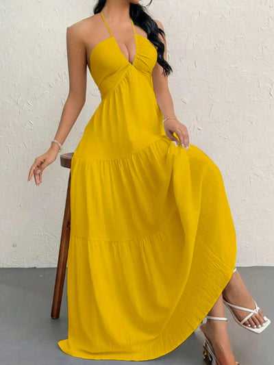 Gestuftes Maxikleid mit Neckholder