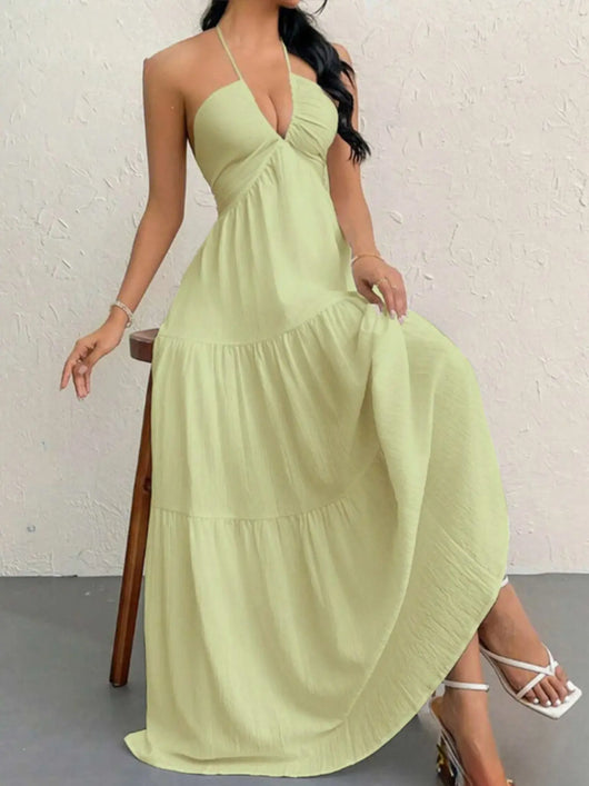 Gestuftes Maxikleid mit Neckholder