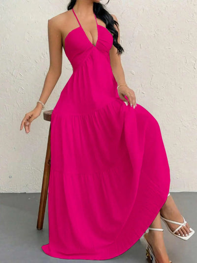 Gestuftes Maxikleid mit Neckholder