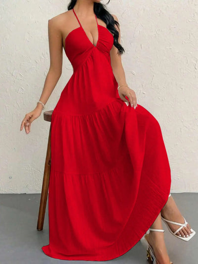 Gestuftes Maxikleid mit Neckholder