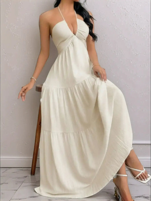 Gestuftes Maxikleid mit Neckholder