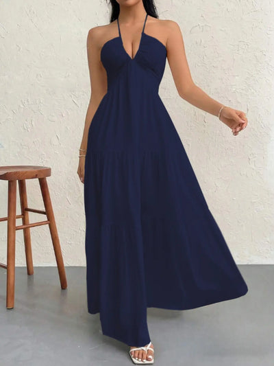 Gestuftes Maxikleid mit Neckholder