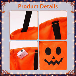 LED trick-or-treat bucket detail showing the printed Halloween design