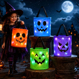 The buckets filled with Halloween candy