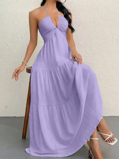 Gestuftes Maxikleid mit Neckholder