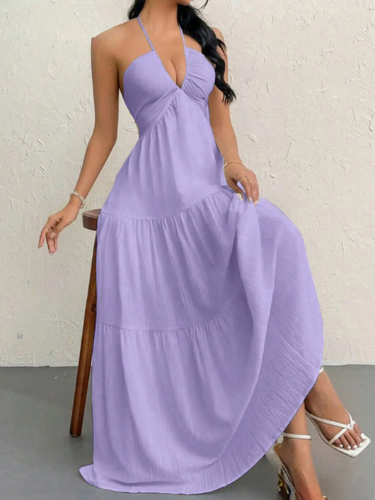 Gestuftes Maxikleid mit Neckholder