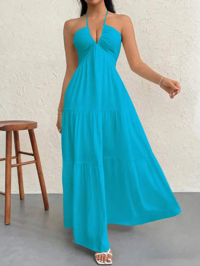 Gestuftes Maxikleid mit Neckholder